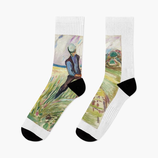 Item preview, The Haymaker – Edvard Munch Expressionist Rural Landscape Painting Depicting Labor and Nature (1901–1902) designed and sold by Art Outlaws.