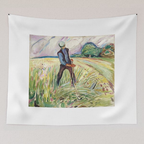 Item preview, The Haymaker – Edvard Munch Expressionist Rural Landscape Painting Depicting Labor and Nature (1901–1902) designed and sold by Art Outlaws.