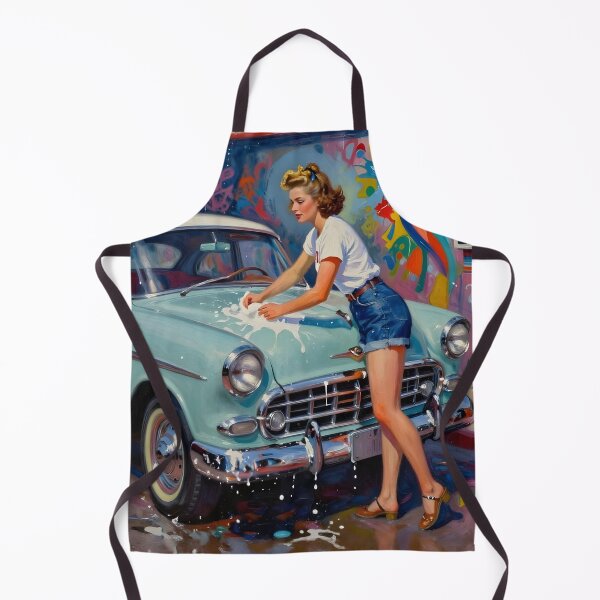 Item preview, Soap & Shine – Retro 1950s Car Wash Pin-Up Art designed and sold by MooLaLa.Store.