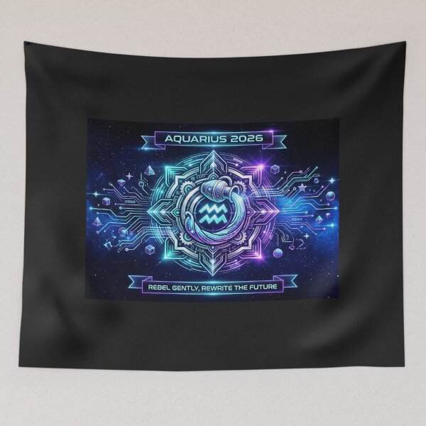 Item preview, Aquarius 2026 Tech Wave Mandala – Design the Future Zodiac Art designed and sold by MskynextDigitalstudio.