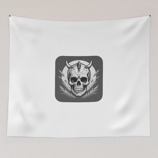 Item preview, Horned Gothic Skull Black and White designed and sold by RED-MOUSE.