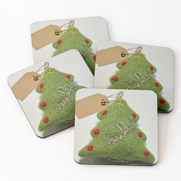 Item preview, Yarn Christmas tree with embroidered health wishes sentiment “Salud” designed and sold by Ponted.