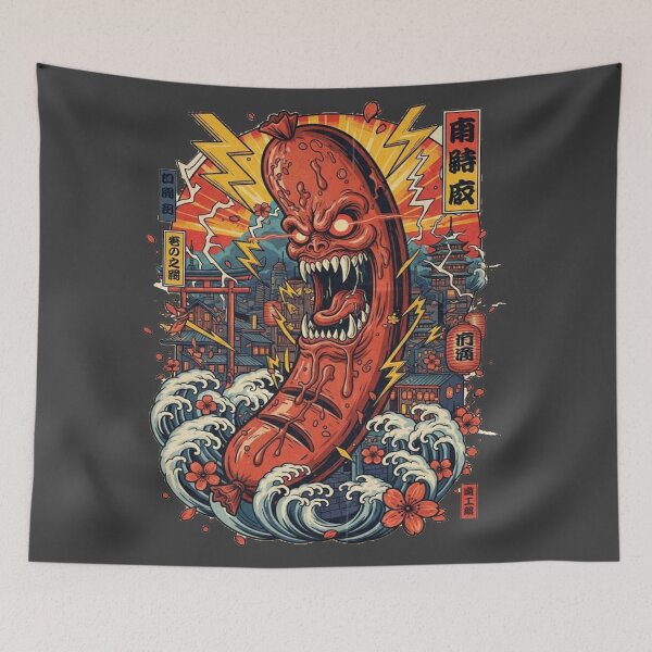 Item preview, Hot Dog Kaiju – Japanese Monster Food Art Illustration designed and sold by The True American.