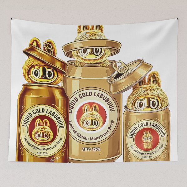 Item preview, Liquid Gold Labubuu - Limited Edition Monstrous Brew Illustration designed and sold by Hen-C-Art.