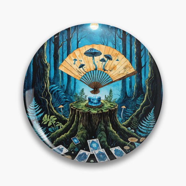 Item preview, Blue Mushroom Divination – Surreal Forest Ritual – Witchy Night Art designed and sold by IdeaSmith.