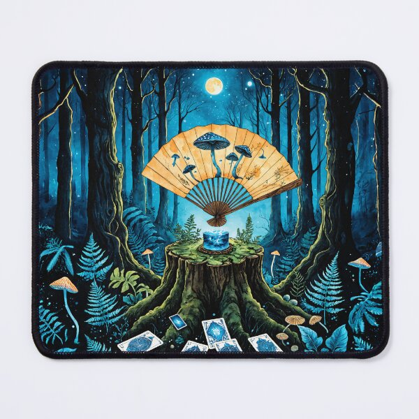 Item preview, Blue Mushroom Divination – Surreal Forest Ritual – Witchy Night Art designed and sold by IdeaSmith.