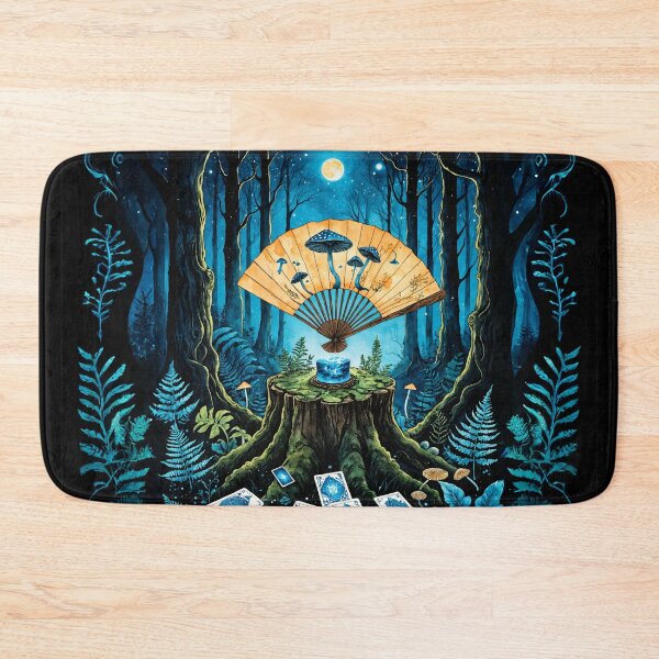 Item preview, Blue Mushroom Divination – Surreal Forest Ritual – Witchy Night Art designed and sold by IdeaSmith.