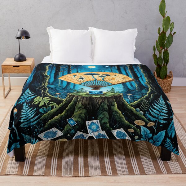 Item preview, Blue Mushroom Divination – Surreal Forest Ritual – Witchy Night Art designed and sold by IdeaSmith.
