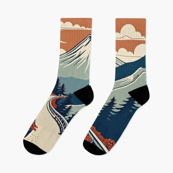 Item preview, Retro Mountain Road Illustration – Vintage Travel Landscape Line Art designed and sold by Visualynx.