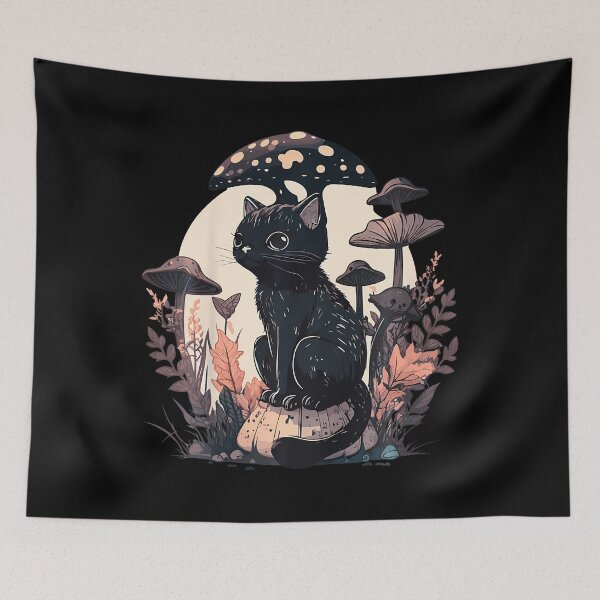 Item preview, Cottagecore Cat With Mushroom Hat Morels designed and sold by jaharsenist.