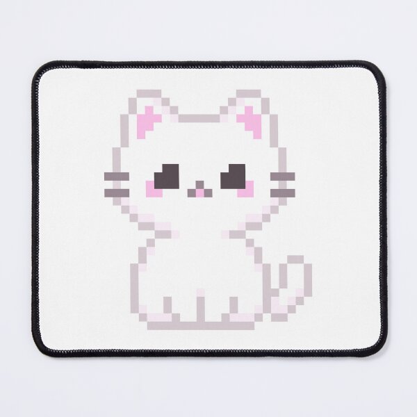 Item preview, White kitten pixel art  designed and sold by CherryBlossom444.
