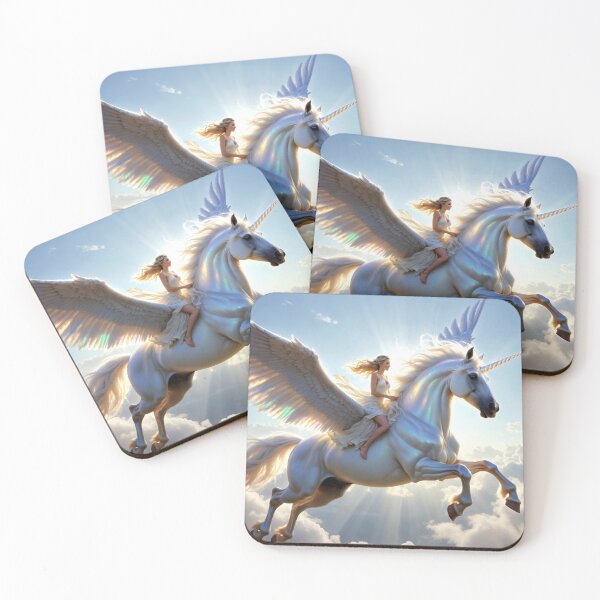 Item preview, Flying Unicorn and Rider Above the Clouds designed and sold by Rees Pearse.