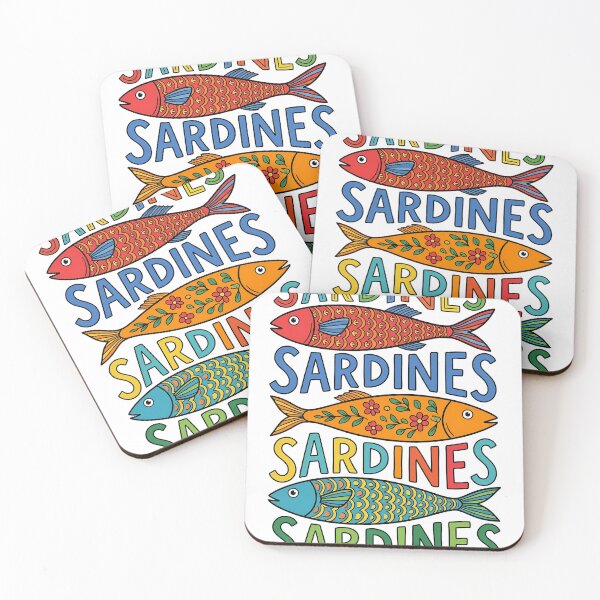 Item preview, Colorful Sardines Folk Art Illustration | Playful Fish Kitchen designed and sold by GiftsCreek.