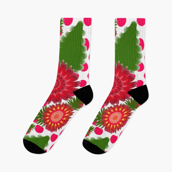 Item preview, Vibrant Red Swirl Flowers & Green Foliage on Pink Polka Dots designed and sold by HopeAndHustle.