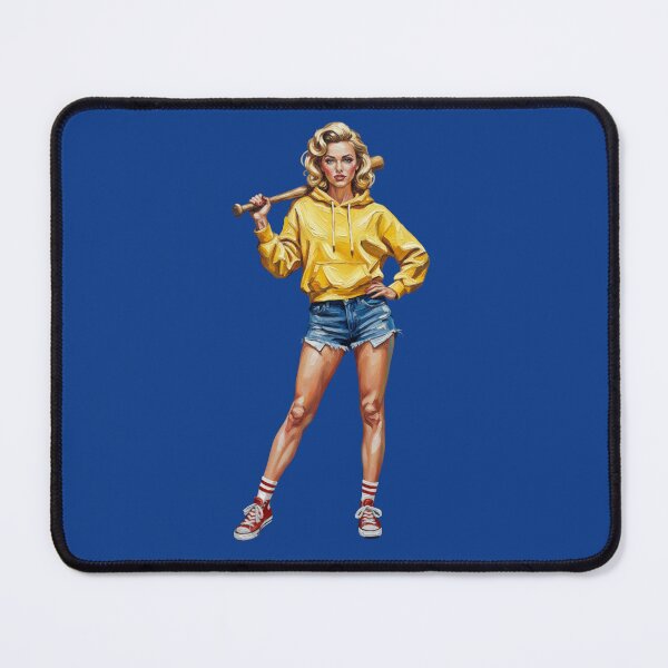 Item preview, Cool Pin Up Baseball Girl in Yellow Hoodie - Retro Sporty Vibe designed and sold by Italian Ink Studio.