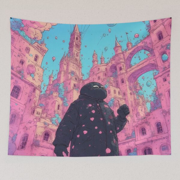 Item preview, Mianku in a fantasy pastel city designed and sold by Mianku | Für das Leben.