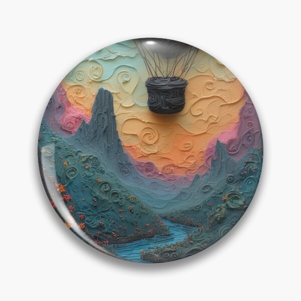Item preview, Hot air balloon over blooming river landscape designed and sold by Mianku | Für das Leben.