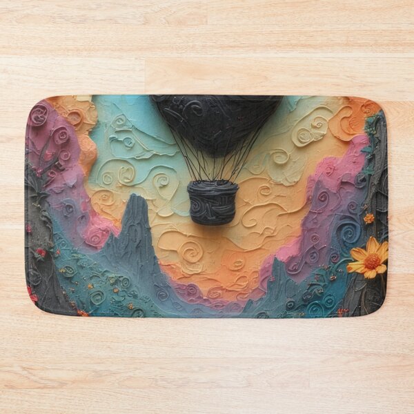 Item preview, Hot air balloon over blooming river landscape designed and sold by Mianku | Für das Leben.