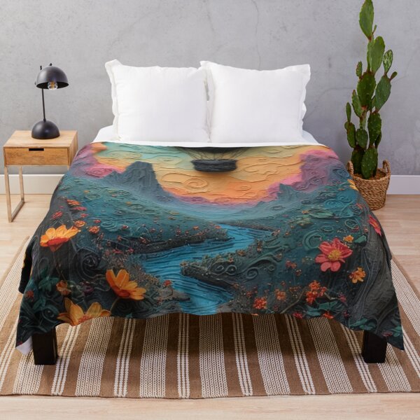 Item preview, Hot air balloon over blooming river landscape designed and sold by Mianku | Für das Leben.