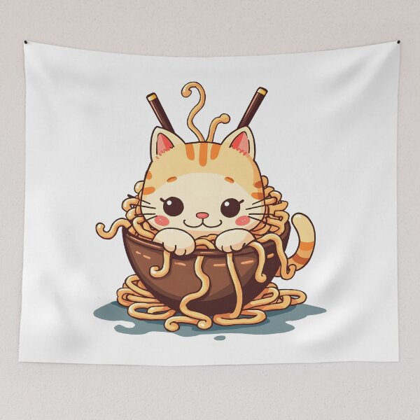 Item preview, Cat and Ramen Kitten designed and sold by Uglyandcute.