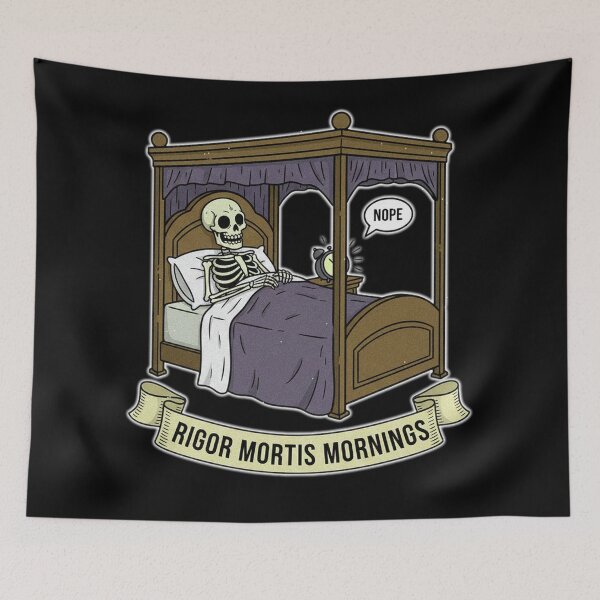 Item preview, Rigor Mortis Mornings Medieval Skeleton Funny Cartoon T-Shirt designed and sold by RebellDancer.