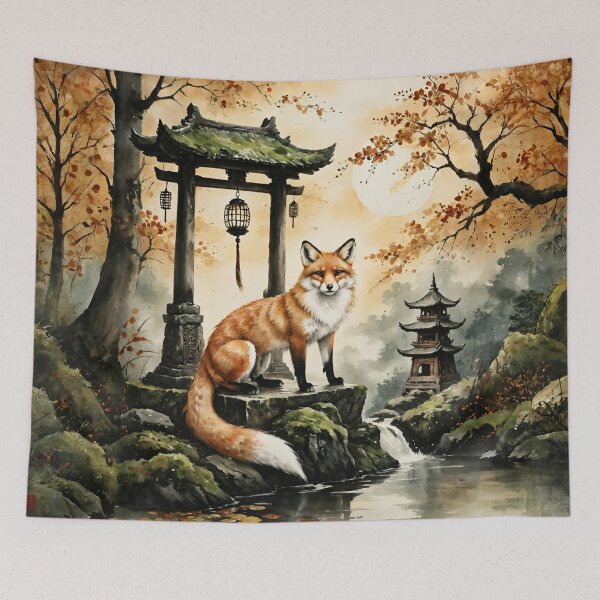 Item preview, Kitsune Guardian of the Shrine – Japanese Fox Spirit designed and sold by IdeaSmith.
