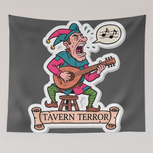 Item preview, Tavern Mischief Comic Till Eulenspiegel Guitar Cartoon T-Shirt designed and sold by RebellDancer.