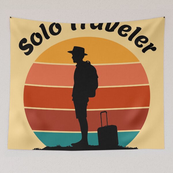 Item preview, Solo Traveler Vintage Sunset Backpacker Travel Illustration designed and sold by ShahinurSobuj.