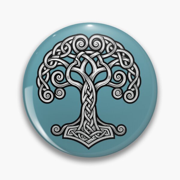 Item preview, Yggdrasil Tree of Life with Mjolnir – Celtic Knot Thor Hammer Viking Symbol designed and sold by SilentPowerArt.