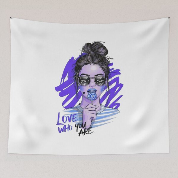 Item preview, No te importa amar quién eres – Ilustración de una chica azul y atrevida con una piruleta designed and sold by Kruti Collection.