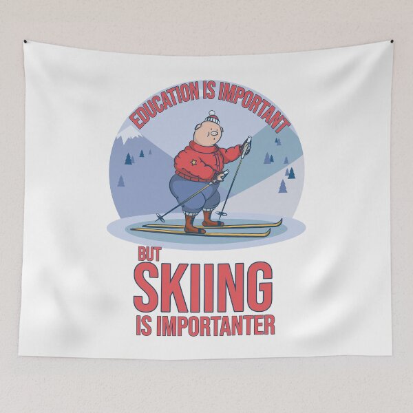 Item preview, Education Is Important but Skiing Is Importanter – Funny Ski Typography Design designed and sold by ArtsyExplorer.