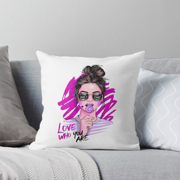 Item preview, Don't Care Love Who You Are – Pink Sassy Girl Illustration with Lollipop designed and sold by Kruti Collection.