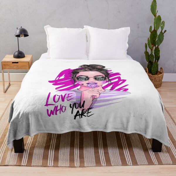 Item preview, Don't Care Love Who You Are – Pink Sassy Girl Illustration with Lollipop designed and sold by Kruti Collection.