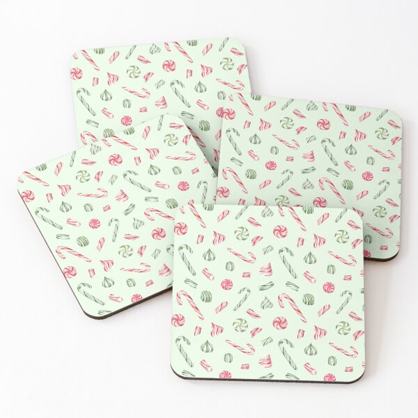 Item preview, Christmas Candy Canes and Peppermint Candies on Light Green designed and sold by Flowersforbear.