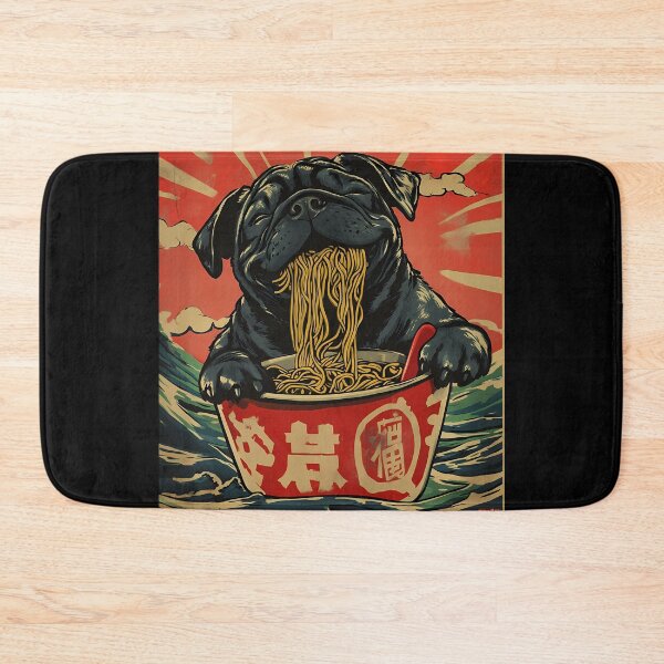 Item preview, Pug Dog Eating Ramen Noodles Vintage Japanese designed and sold by k3rstman1.