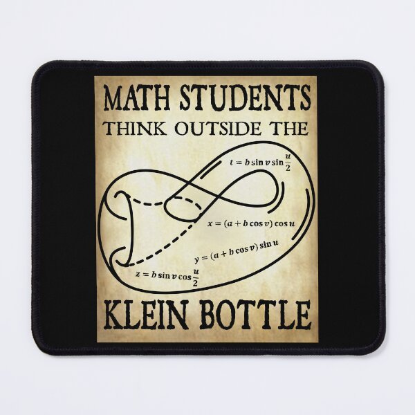 Item preview, Funny Nerdy Math Students Think Outside the Klein Bottle Math Teacher Black Text Parchment designed and sold by MathWare MathClips.