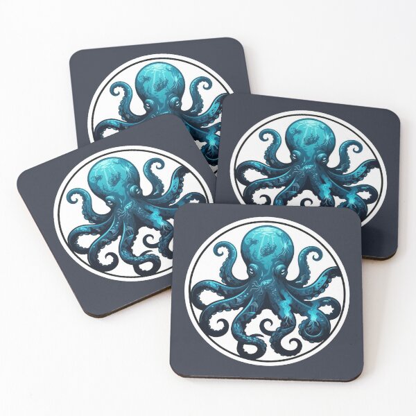 Item preview, Mysterious Octopus Deep Sea Double Exposure Blue Art designed and sold by CANDO ART STORE.