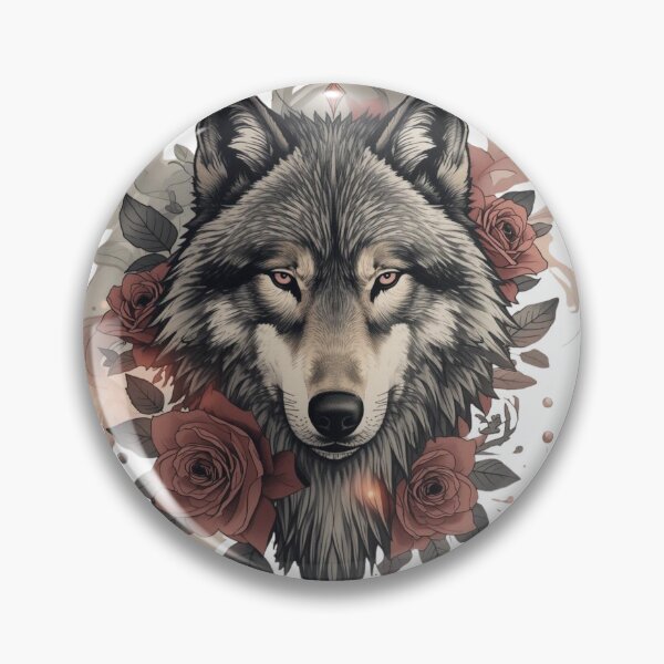 Item preview, Wolf portrait with roses and smoke designed and sold by WhereHopeBlooms.