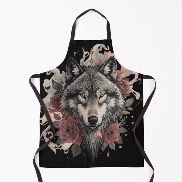 Item preview, Wolf portrait with roses and smoke designed and sold by WhereHopeBlooms.