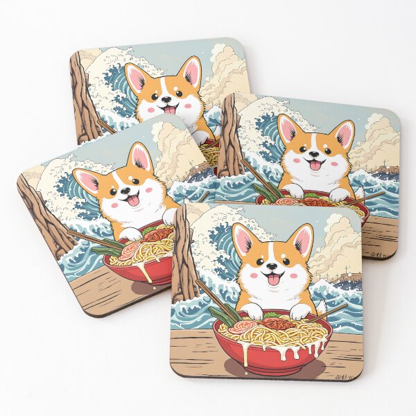 Item preview, Kawaii Corgi Ramen Wave designed and sold by Auraverse163.