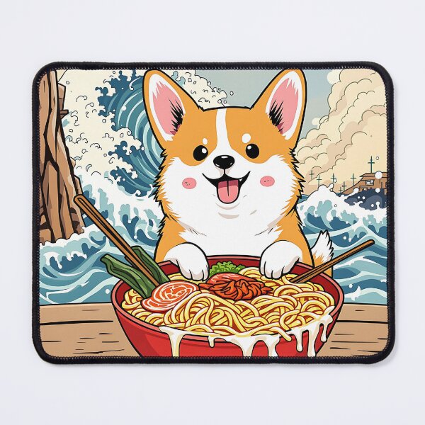 Item preview, Kawaii Corgi Ramen Wave designed and sold by Auraverse163.