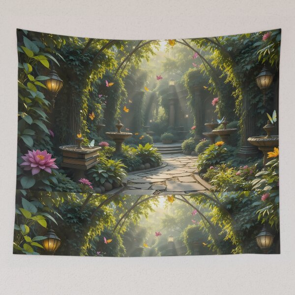 Item preview, Enchanted Garden Vibrant Flowers Butterflies Love Peace designed and sold by ART ATTACK ZONE.