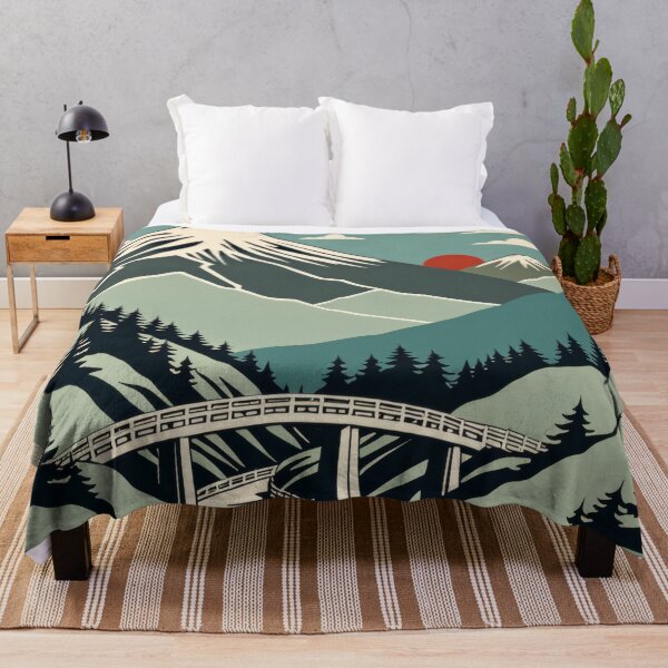Item preview, Minimal Mountain Bridge Illustration – Retro Landscape Line Art Poster designed and sold by Visualynx.