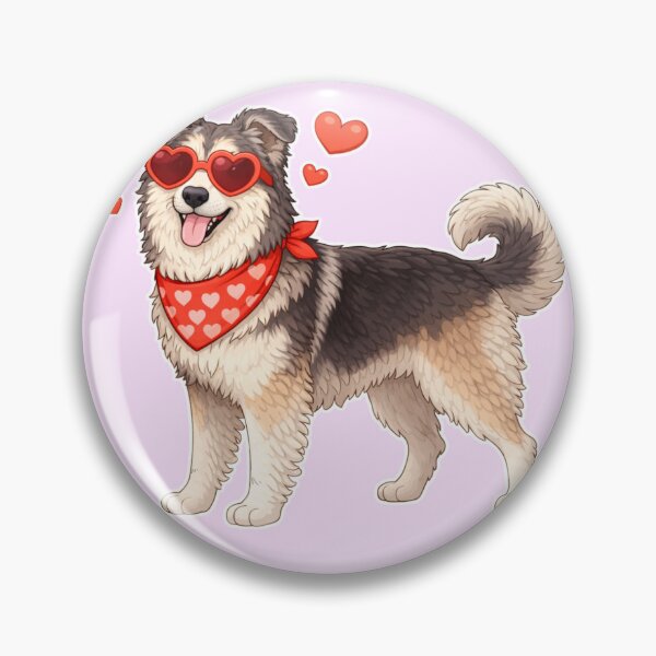 Item preview, Romanian Carpathian Shepherd Dog with Hearts - Cute Cartoon Style designed and sold by GoodyPaws.