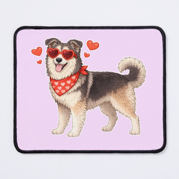Item preview, Romanian Carpathian Shepherd Dog with Hearts - Cute Cartoon Style designed and sold by GoodyPaws.