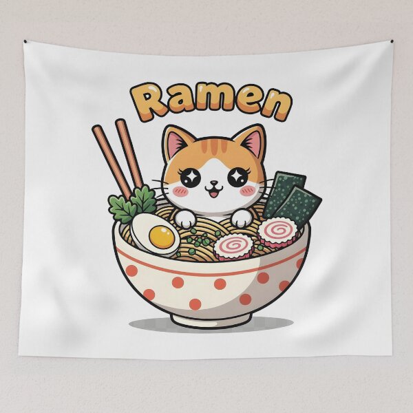 Item preview, Cat and Ramen Kitten designed and sold by Uglyandcute.