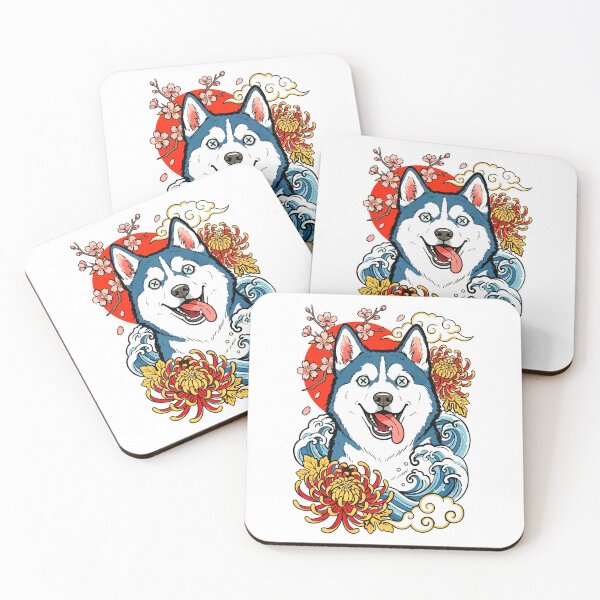 Item preview, happy Happy Husky Japanese Wave Floral japan Art designed and sold by Tong4130.