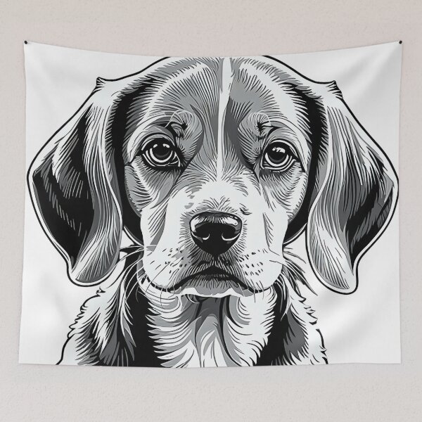 Item preview, Elegant Puppy Portrait in Clean Black White Lines. designed and sold by MissYouONLY.