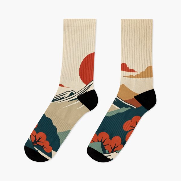 Item preview, Retro Mountain Sunrise Illustration – Vintage Minimal Landscape Art designed and sold by Visualynx.