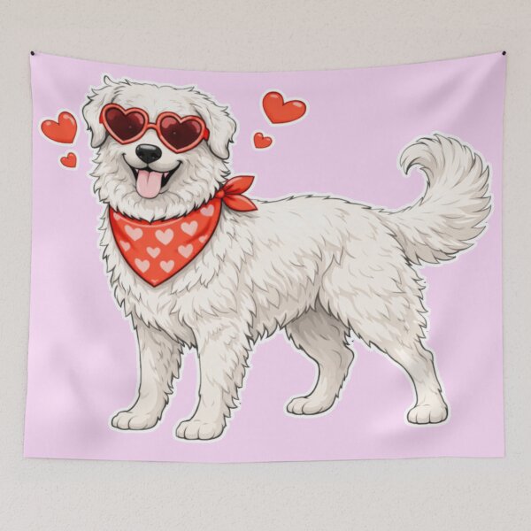 Item preview, Tatra Shepherd Dog with Hearts - Cute Cartoon Style designed and sold by GoodyPaws.
